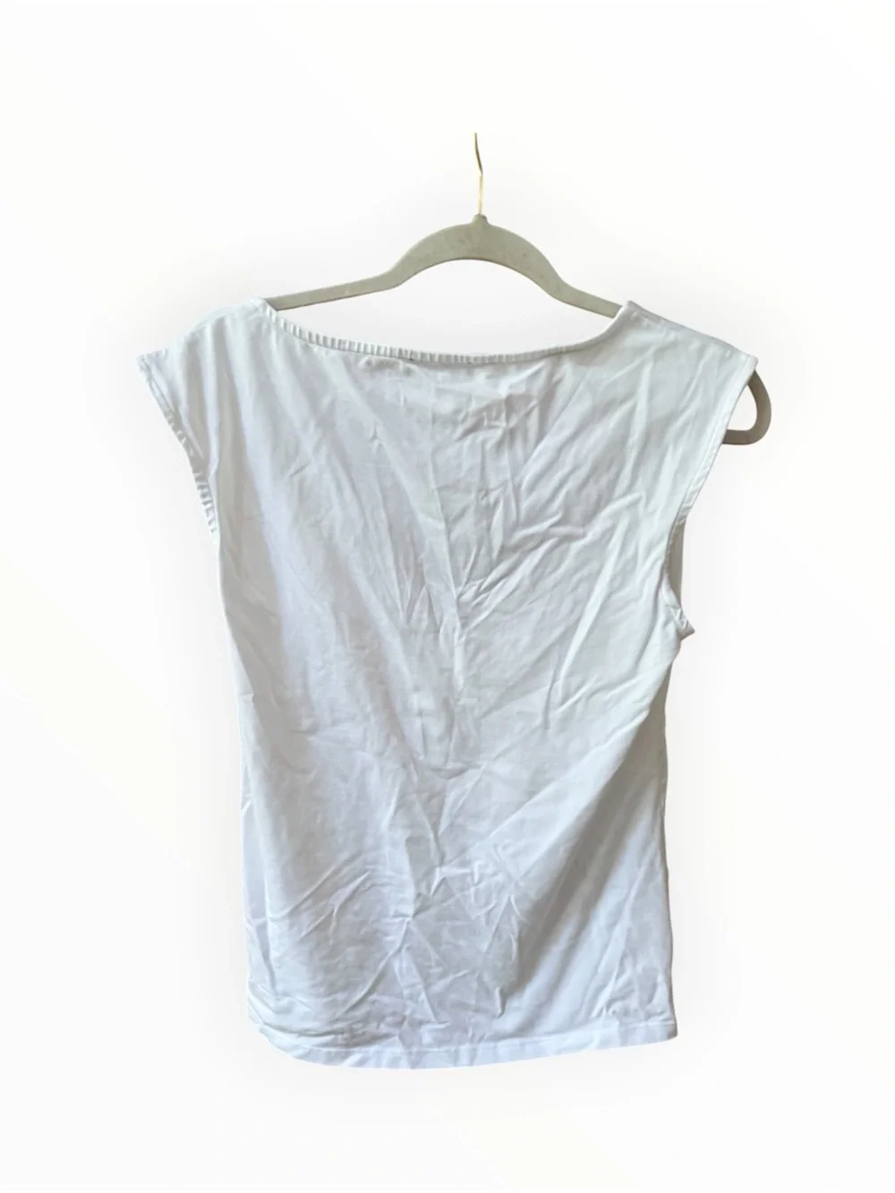 J. Crew Stretch cotton cap-sleeve crossover white shirt EUC Y2K vibes